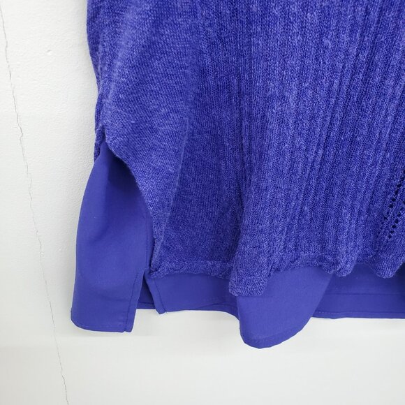 Simply Vera Vera Wang Womens PM Purple Linen Blend Sweater Long Sleeve Lined - Picture 8 of 14